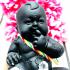 Boy Spirit Guman LukThep Statue Gambling Win Kom Be2551 Black Thai Amulet #16739