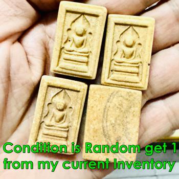 Somdej Wekman Buddha Change Fortune Lucky Kuay Yellow Be2513 Thai Amulet #16779