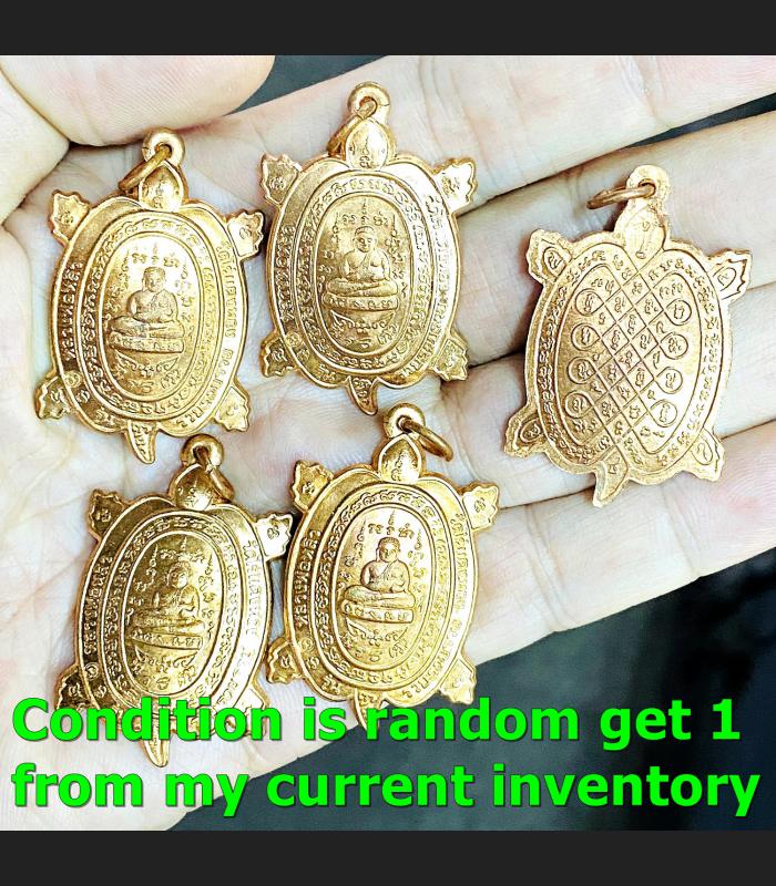 Turtle Triple Rich Sankajai Gambling Win Lp Liew Be2536 Copper Thai Amulet 16800