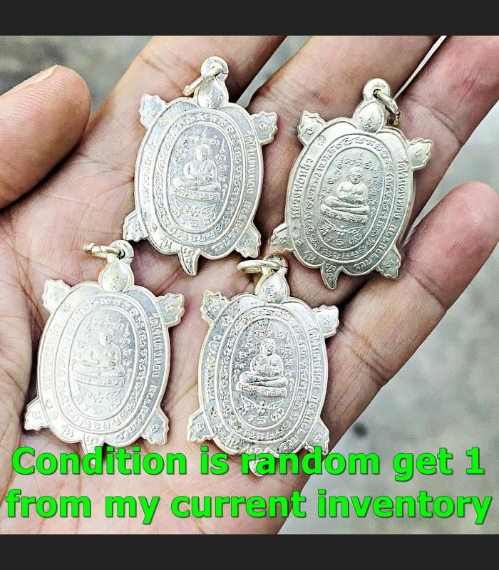 Turtle Triple Rich Sankajai Gambling Win Alpaka Lp Liew Be2536 Thai Amulet 16801