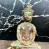 Meditating Bronze Statue Antique Ayutthaya Crown Buddha Armor Thai Amulet 16807