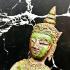 Meditating Bronze Statue Antique Ayutthaya Crown Buddha Armor Thai Amulet 16807