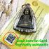 MINIATURE LP NGERN WAT BANGKLAN THAI AMULET SMILE FACE BOWL SEAT KONGTOON BE2553 NAWA YELLOW BRONZE +CERTIFICATE OF AUTHENTIC CARD DDPRA
