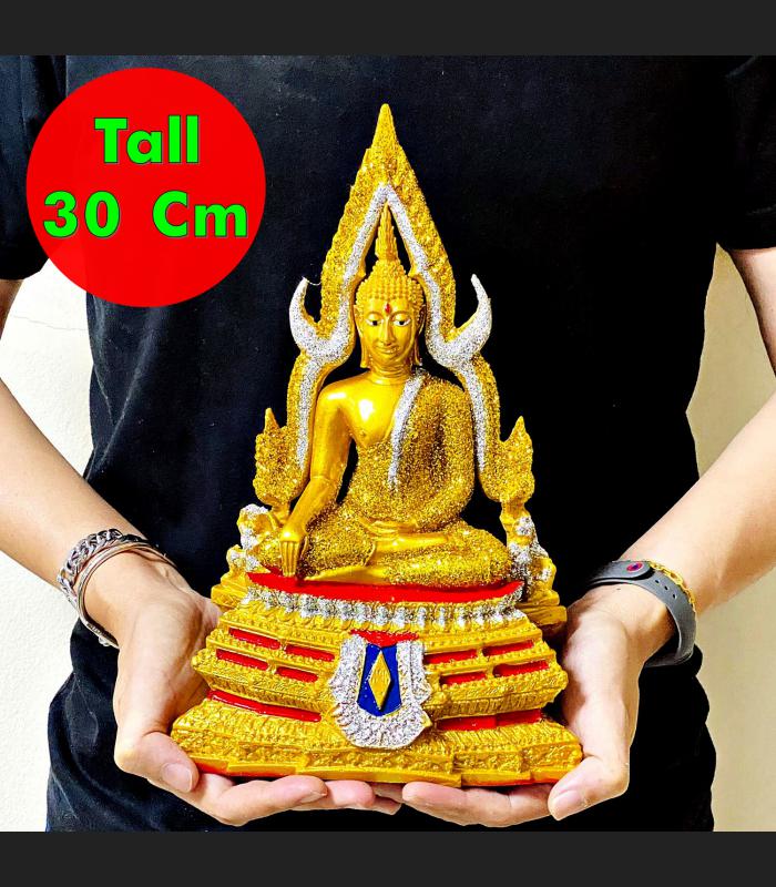 Buddha Statue Chinnaraj Peaceful Lucky Gold Dust Magic Rich Thai Amulet #16921