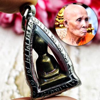Leklai Meditation Buddha Life Prevent Talisman Be2555 Lp Huan Thai Amulet #16929