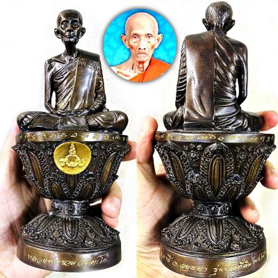 LARGE MEDITIATION BUCHA RICHLY STATUE THAI AMULET LP RUAY WATTAKGO BE2563