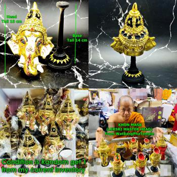 Success Khon Mask Elephan Pikanet Ganesha Gold Pern WatBangpha Thai Amulet 16947
