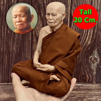 Lifelike Fine Art Monk Statue Lp Mahabaue Meditation Peaceful Thai Amulet #16964