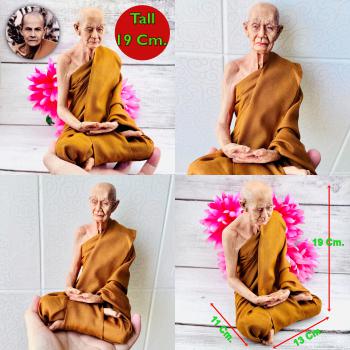 Lifelike Fine Art Monk Statue Lp Man Purihato Meditation 15Cm Thai Amulet #16965