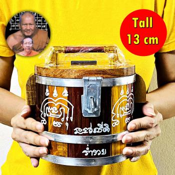 Wooden Box Money Pot Cash Rich Lucky Fortune Watbangpha Be2560 Thai Amulet 16970
