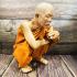 Large Lifelike Wax Art Monk Statue lp Koon Watbanrai Smoking Thai Amulet #16977