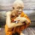 Large Lifelike Wax Art Monk Statue lp Koon Watbanrai Smoking Thai Amulet #16977