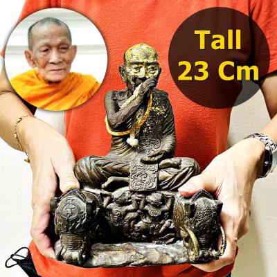 Large Bronze Statue Kalong Yant Wealth Lucky 2pig Boar Be2552 Thai Amulet #16980