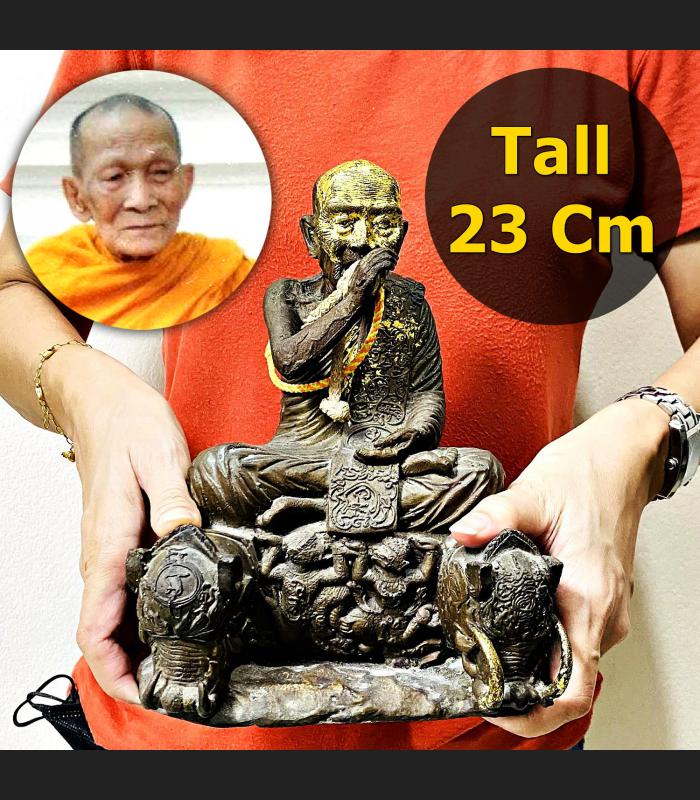 Large Bronze Statue Kalong Yant Wealth Lucky 2pig Boar Be2552 Thai Amulet #16980