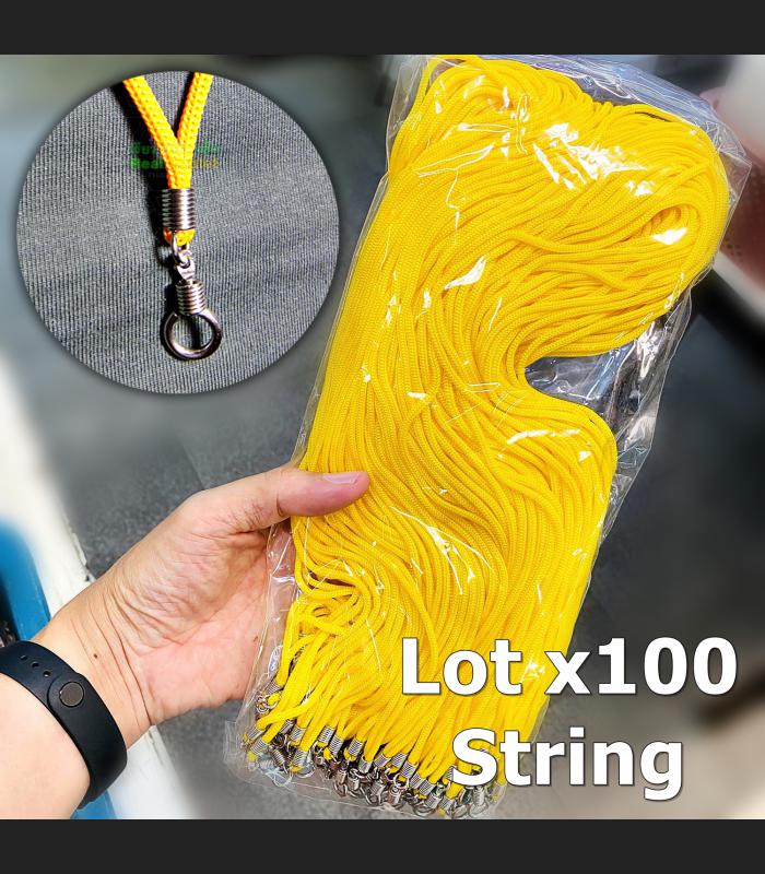 Lotx100 Necklace Nylon Chain 30cm Adjustable 1hook Wear Yellow Thai Amulet 16991