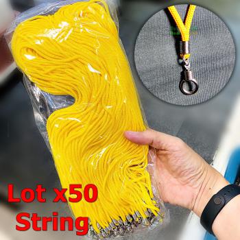 Lotx50 Necklace Nylon String 30cm Adjustable 1hook Wear Yellow Thai Amulet 16992