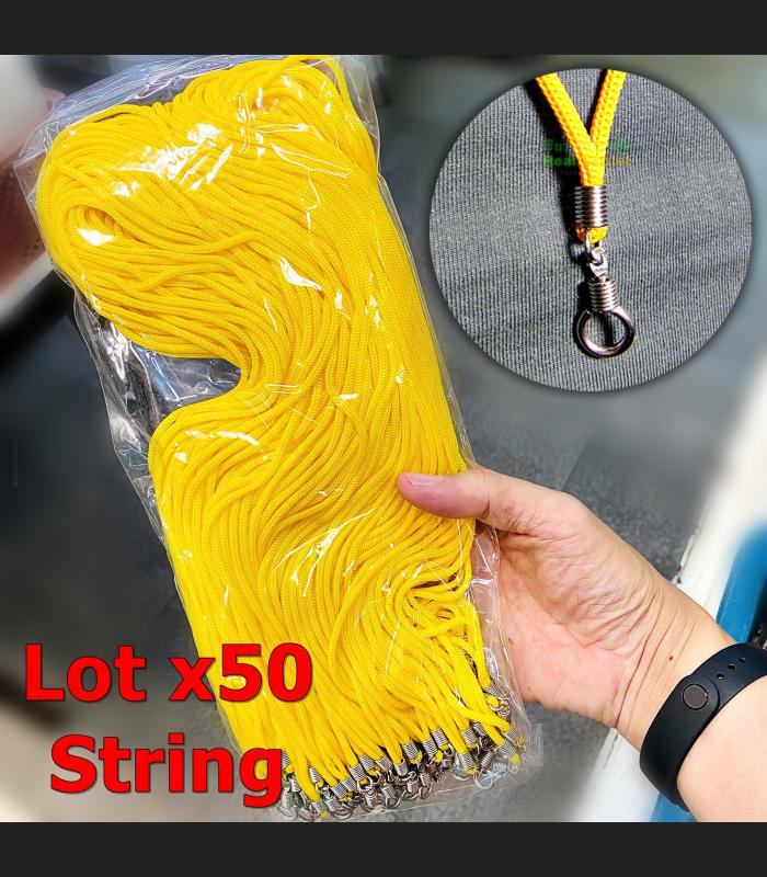 Lotx50 Necklace Nylon String 30cm Adjustable 1hook Wear Yellow Thai Amulet 16992