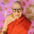 LARGE LIFELIKE WAX FINE ART THAI MONK STATUE AMULET MEDITATION LP WEAN SUJINNO WAT DOIMAEPANG SQUAT 5INCH