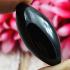 Leklai Naga Eye Cave Stone Healing Crystal Rugby Black Shine Thai Amulet #17006