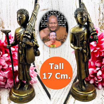 Bronze Statue Sivali Walking Rich Success Saint God WatBangPha Thai Amulet 17016
