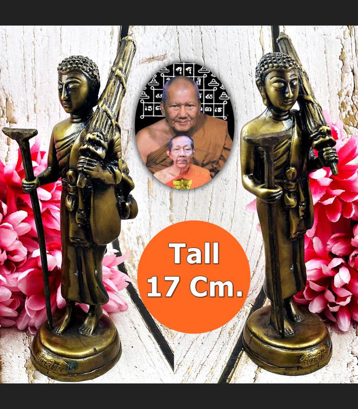 Bronze Statue Sivali Walking Rich Success Saint God WatBangPha Thai Amulet 17016