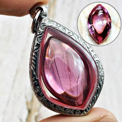 Leklai Nakee Buddha Naga Eye Healing Stone Crtstal Love Pink Thai Amulet #17041