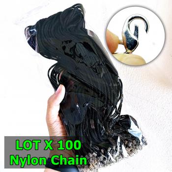 Lot 100pcs Necklace Chain Nylon Lobster Clasp Hook Wear Thai Amulet Black 17052