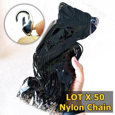 Lot 50pcs Necklace Chain Nylon 30cm Lobster Clasp Hook Thai Amulet Black #17053