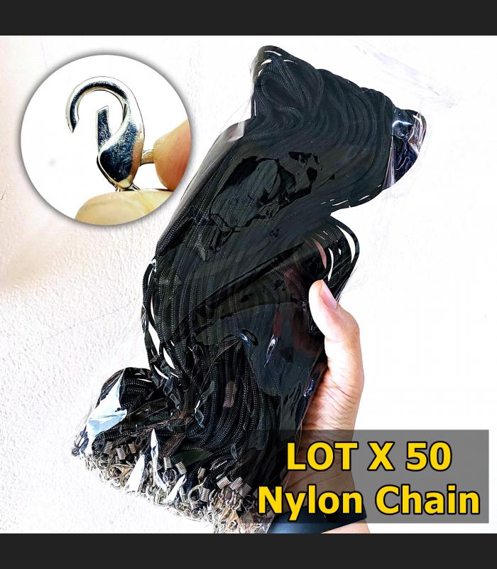 Lot 50pcs Necklace Chain Nylon 30cm Lobster Clasp Hook Thai Amulet Black #17053