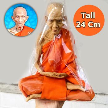 Lifelike Wax Fine Art Meditation Monk Statue Lp Ruay Wattakgo Thai Amulet #17059