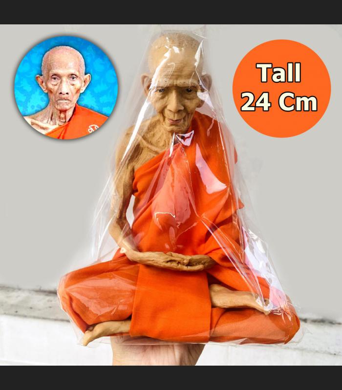 Lifelike Wax Fine Art Meditation Monk Statue Lp Ruay Wattakgo Thai Amulet #17059