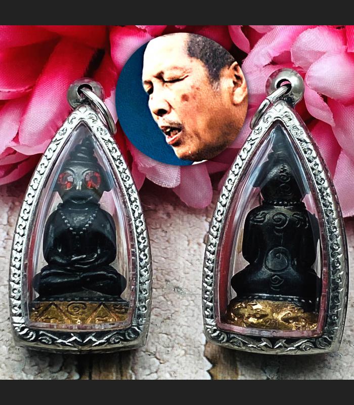 Ngan Ngung Charming Lust Ash Gecko Lersri Somdeh Be2565 Black Thai Amulet #17073