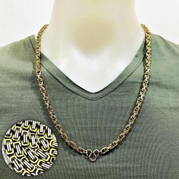 Necklace Stainless Chain Laser 2Tone Silver Gold Wearing 30cm Thai Amulet #17074