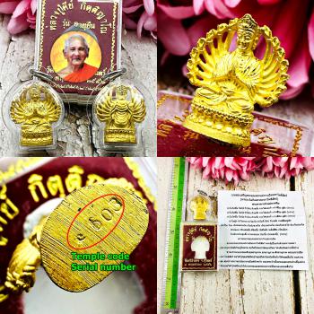 Guanyin 1000Hand Chinese Bodhisattva Magic Mercy Be2556 Lp Key Thai Amulet 17079