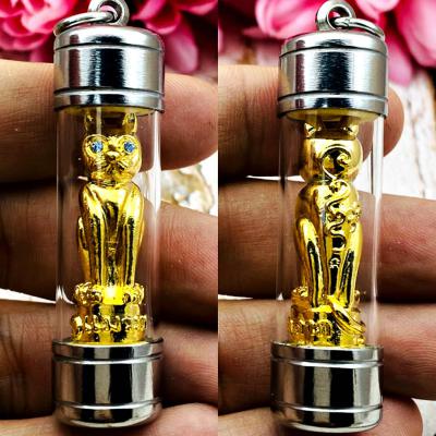 Windfall Fulfill Wealth Lucky Cat Kitty Magic Rich LP SomChay Thai Amulet #17081