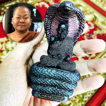 Tuad Statue Leklai Dust Rainbow Immortal Cobra Shield Somporn Thai Amulet #17091