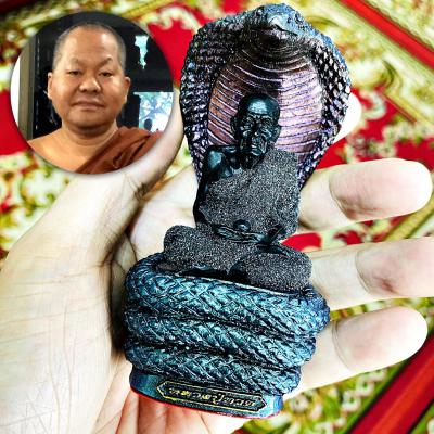 Tuad Statue Leklai Dust Rainbow Immortal Cobra Shield Somporn Thai Amulet #17091