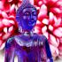 Seated Buddha Statue Colored Peaceful Smiling Art Dark Purple Thai Amulet #17093
