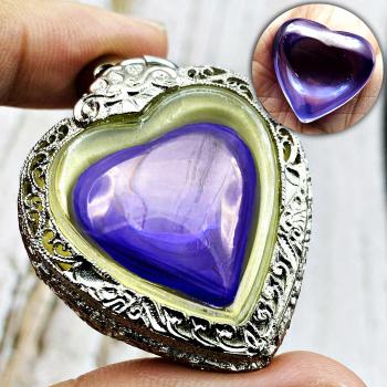 Stencil Pendant Naga Eye Leklai Mind Stone Rich Fortune Purple Thai Amulet 17094