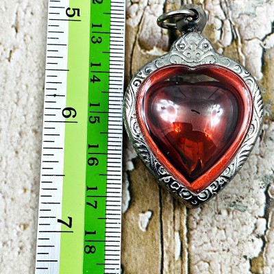 Crystal Healing Mind Stone Naga Eye Leklai Pendant Red Blood Thai Amulet #17096