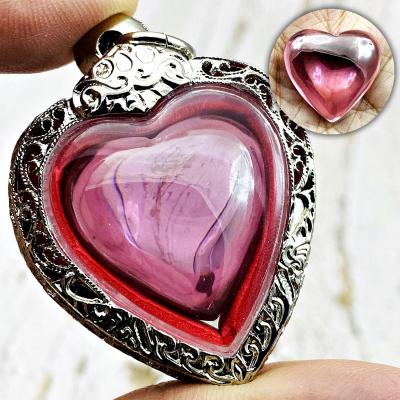 Stencil Pendant Naga Eye Leklai Mind Stone Lucky Pink Charm Thai Amulet #17098