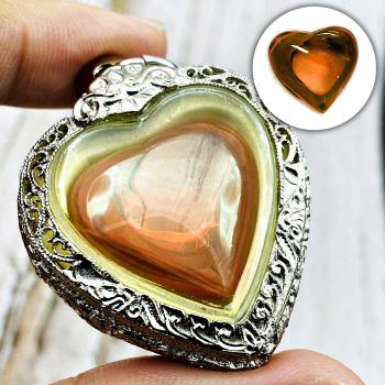 Stencil Pendant Naga Eye Leklai Mind Stone Lucky Wealth Orange Thai Amulet 17099