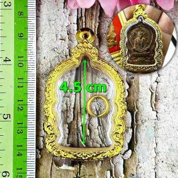 Empty Metal Stencil Frame Case Gold Plated Medal Nangpan 4.5cm Thai Amulet 17110