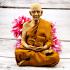Lifelike Wax Monk Meditation Statue Lp Doo Watsakae Wealth Thai Amulet #17123