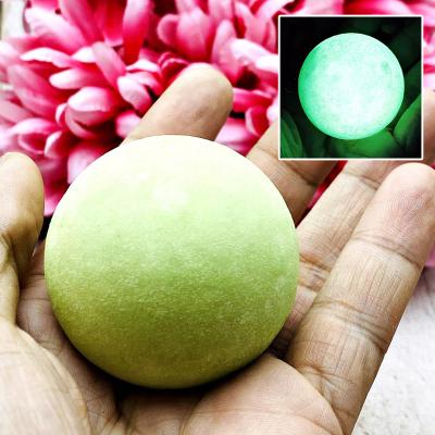 Healing Stone Shield Leklai Ball Green Glow In Dark Somporn Thai Amulet #17124
