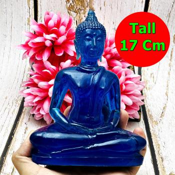 Meditation Buddha Statue Happiness Smile Home Decoration Blue Thai Amulet #17126