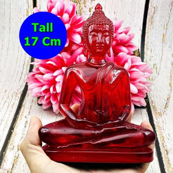 Meditation Buddha Statue Fortune Wealth Home Decoration Red Thai Amulet #17127