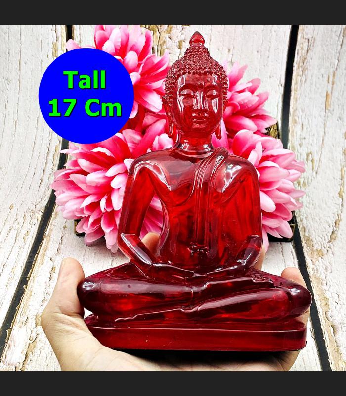 Meditation Buddha Statue Fortune Wealth Home Decoration Red Thai Amulet #17127