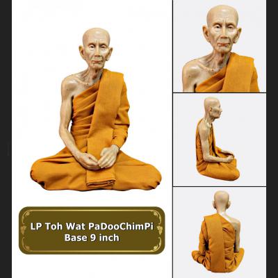 LIFELIKE WAX FINE ART THAI MONK STATUE AMULET LP TOH WATPRADOOCHIMPEE MEDITATION 9INCH