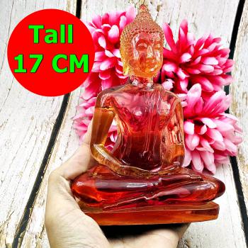 Meditation Buddha Statue Mindfulness Smile Home Decor RedPink Thai Amulet #17155